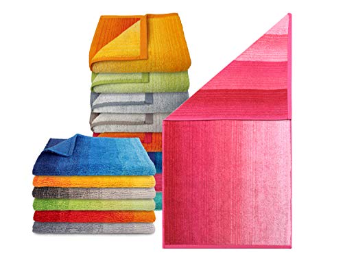 Bio-Badezimmerserie „Colori“ - erhältlich als Handtuchserie und als Badteppichserie in 8 brillanten Farbkombinationen, Duschtuch 70 x 140 cm, pink von Dyckhoff