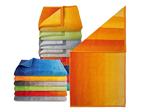 Dyckhoff Bio-Badezimmerserie „Colori“ - erhältlich als Handtuchserie und als Badteppichserie in 8 brillanten Farbkombinationen, Handtuch 50 x 100 cm, gelb von Dyckhoff