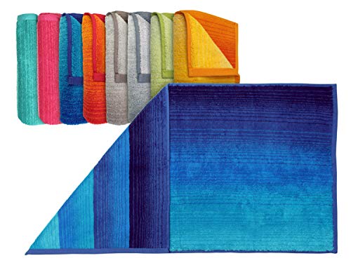 Bio-Handtuchserie „Colori“ - erhältlich in 8 brillanten Farbkombinationen und 3 verschiedenen Größen – hochwertig verarbeitet und mit praktischem Kordelaufhänger, Duschtuch 70 x 140 cm, Baumwolle, blau von Dyckhoff