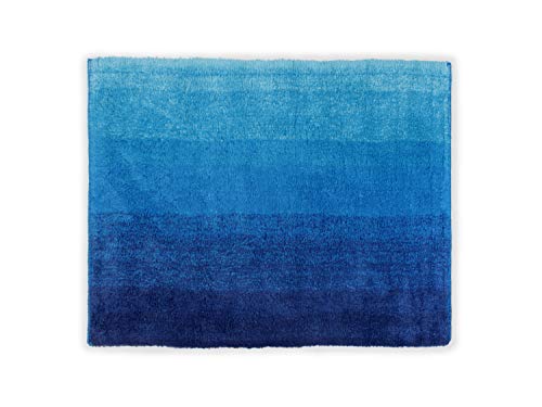 Dyckhoff Badteppich „Colori erhältlich in 6 trendigen Farbkombinationen und 3 verschiedenen Größen - ultraweich und angenehm an den Füßen, 55 x 65 cm, blau von Dyckhoff