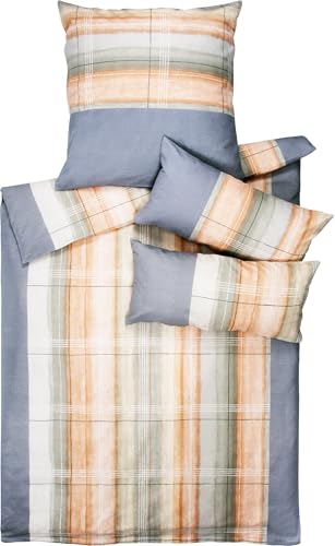 Dyckhoff Bettwäsche Weichfrottier grau-apricot Größe 1x 155x220 cm + 1x 40x80 cm von Dyckhoff