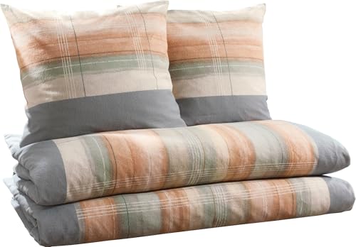 Dyckhoff Bettwäsche Sparpaket 4-TLG. Weichfrottier grau-apricot Größe 135x220 cm (40x80 cm) von Dyckhoff