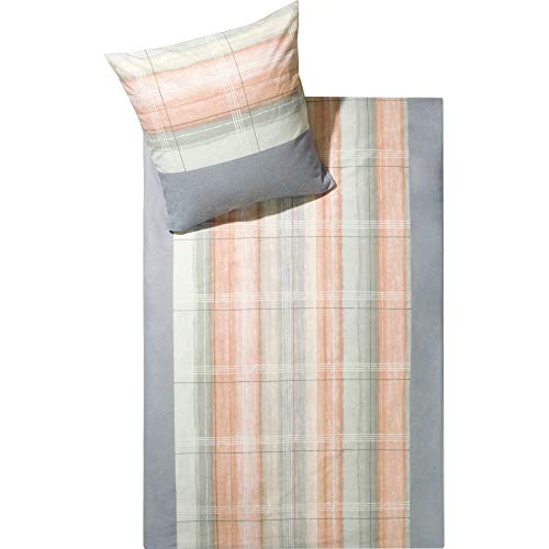 Dyckhoff Bettwäsche Sparpaket 4-TLG. Weichfrottier grau-apricot Größe 155x220 cm (40x80 cm) von Dyckhoff