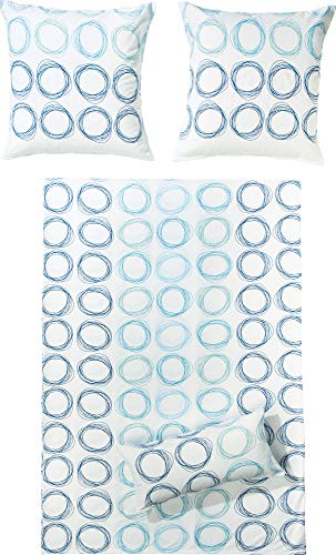 Dyckhoff Bettwäsche Weichfrottier blau-weiß Größe 1x 135x200 cm + 1x 40x80 cm von Dyckhoff