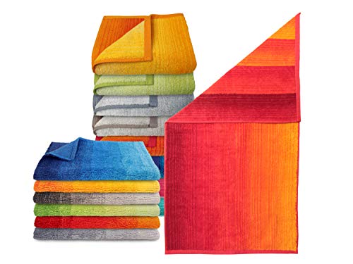 Dyckhoff Bio-Badezimmerserie „Colori“ - erhältlich als Handtuchserie und als Badteppichserie in 8 brillanten Farbkombinationen, Handtuch 50 x 100 cm, rot von Dyckhoff