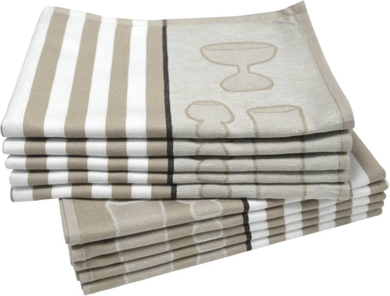 Dyckhoff Geschirrtuch Gläser / Halbleinen, (Set, 10-tlg), mit Gläser & Streifen Motiv, Maße je Tuch ca. 50x70 cm von Dyckhoff
