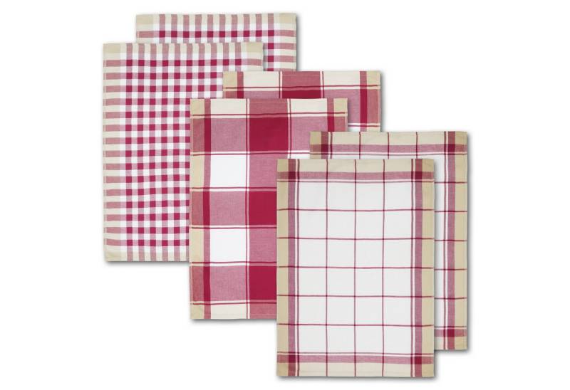 Dyckhoff Geschirrtuch KARO, Maße je Tuch ca. 50x70 cm, (Set, 6-tlg), mit drei verschiedenen Motiven von Dyckhoff