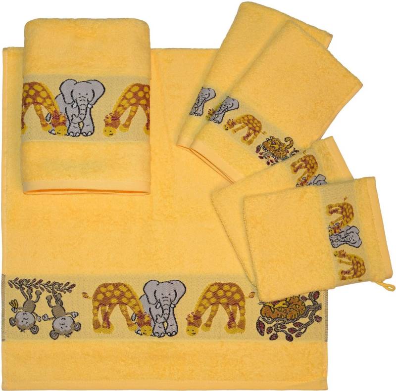 Dyckhoff Handtuch Set Affe, Walkfrottee (Set, 6-St), mit Tierbordüre, 2 Handtücher, 2 Gästetücher, 2 Waschhandschuhe von Dyckhoff