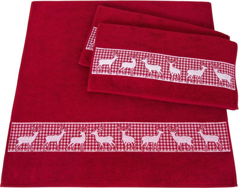 Dyckhoff Handtuch Set Hirschparade, Walkfrottier (Set, 3-St), Made in Germany (2 Handtücher, 1 Duschtuch) von Dyckhoff