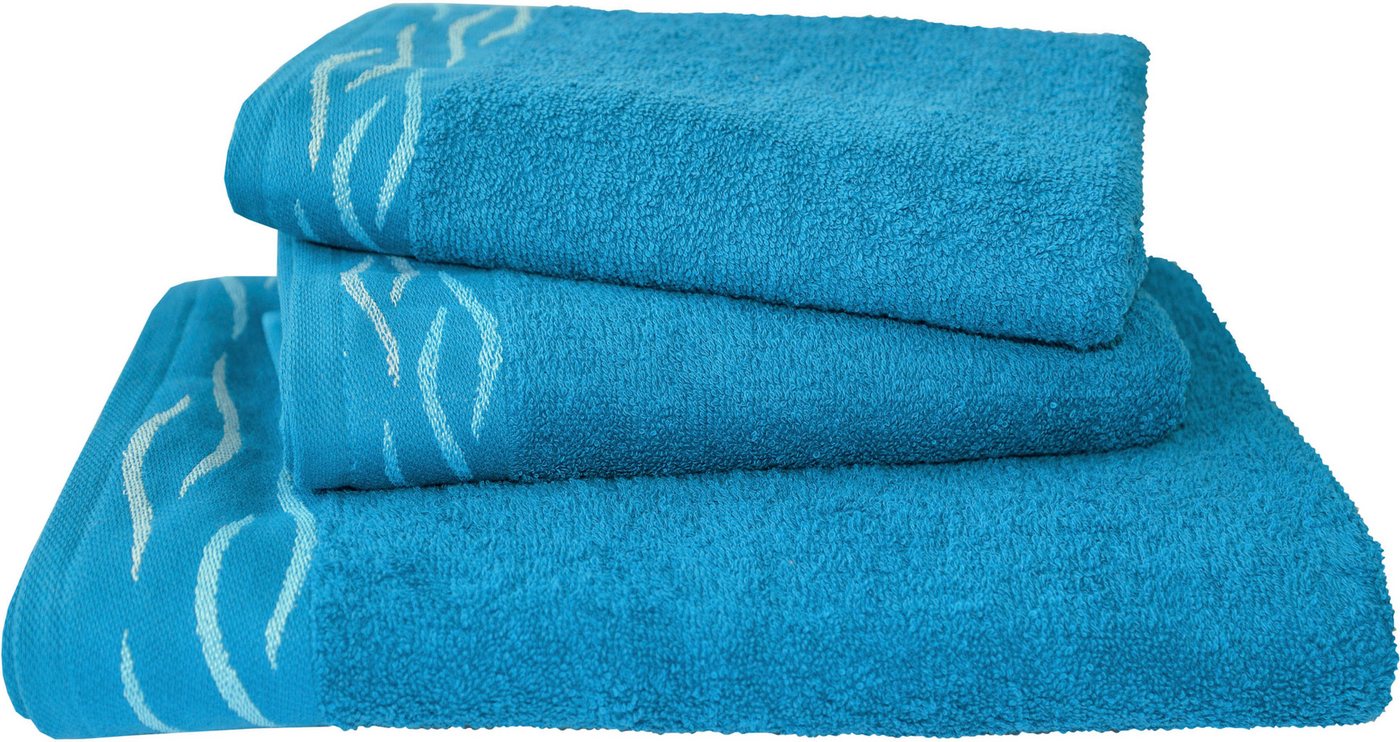 Dyckhoff Handtuch Set Wave, Frottier (Set, 3-St), mit Jacquard-Bordüre,4 Handtücher (50x100cm), 2 Duschtücher (70x140cm) von Dyckhoff