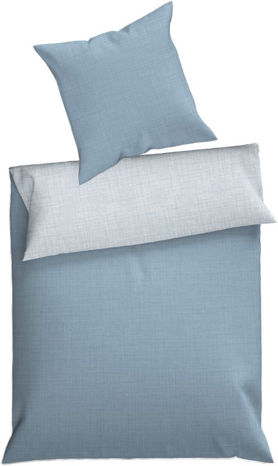 Dyckhoff Wendebettwäsche Uni, Renforcé, 2 teilig, Baumwolle, Renforcé, 100x135, Baby, Unifarben Meerblau, Reißverschluss von Dyckhoff