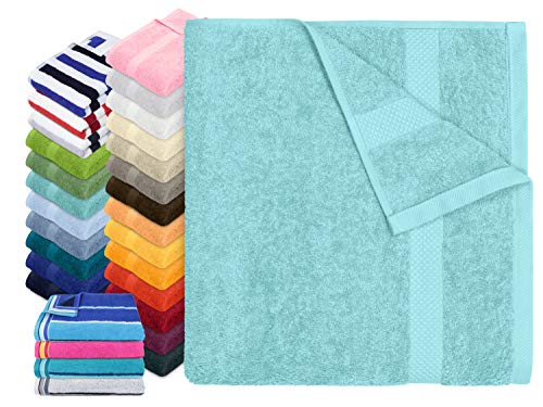 Traumhaft weiche Bio-Handtuchserie - erhältlich in 22 modischen Unifarben in 7 verschiedenen Größen, sowie 7 Streifen-Variationen, 1 Duschtuch 70 x 140 cm, türkis von Dyckhoff