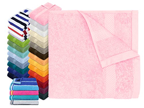 Dyckhoff Traumhaft weiche Bio-Handtuchserie - erhältlich in 22 modischen Unifarben in 7 verschiedenen Größen, sowie 7 Streifen-Variationen, 1 Handtuch 50 x 100 cm, rosa von Dyckhoff