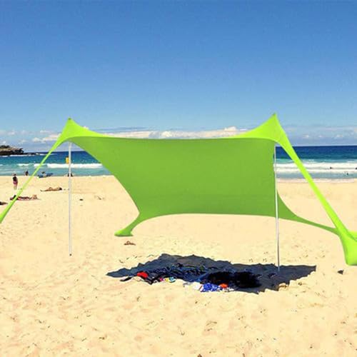 Strandzelt, tragbarer UPF 50+ Baldachin Sonnenschutz mit 2 Stangen, einfach aufzubauen, Familienunterstand für Strand, Camping, Angeln, Outdoor (Grün) von Dyeulget