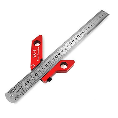 Center Line Scriber, 45/90 Degree Right Angle Line Gauge Carpenter Ruler, Woodworking Aluminum Alloy Center Scribe Square Center Scribe Measuring Tool von Dyfree