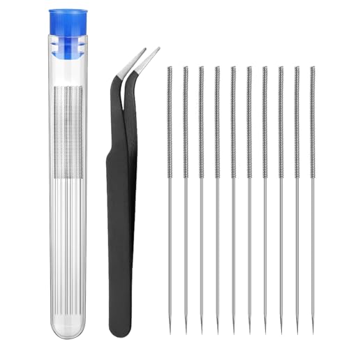 3D Drucker Düsenreinigungsnadeln,10 Stück 0.4mm Edelstahl Düsenreinigungsnadeln,Nozzle Cleaning Kit,3d Druck Zubehör mit Pinzetten,Geeignet für Reinigen von 3D-Druckerdüsen von Dyiouxin