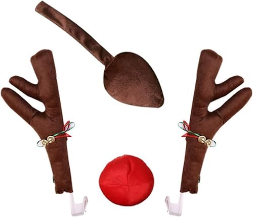 Autokostüm Reindeer,Rentier Auto,Rentiergeweih Auto,Auto deko Auto Rentier kostüm mit Schwanz,weihnachtsdeko,für Auto,LKW,Transporter,SUV Verschiedener Modelle von Dyiouxin