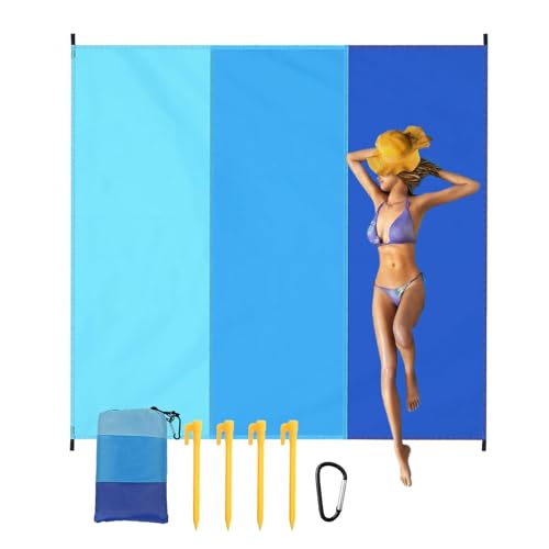 Dyiouxin Stranddecke Sandfrei,Picknickdecke Wasserdicht,Extra groß 210x200 cm,Picknickdecke Stranddecke Strandmatte Campingdecke,4 Befestigung Ecken,für Strandurlaub Reisen Camping,Leicht - Blau Dyiouxin Stranddecke Sandfrei,Picknickdecke Wasserdicht,Extra groß 210x200 cm,Picknickdecke Stranddecke Strandmatte Campingdecke,4 Befestigung Ecken,für Strandurlaub Reisen Camping,Leicht - Blau von Dyiouxin