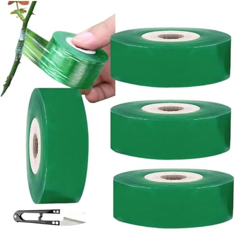 Veredelungsband,100mx2cm Pflanzenreparaturband,4 Rollen Pfropfband,Transparent Band für Obstbaum,Selbstklebendes Pfropfband,Dehnbares Baumpfropfband,mit Schere,für Garten,Baumsetzlinge,Blumen von Dyiouxin