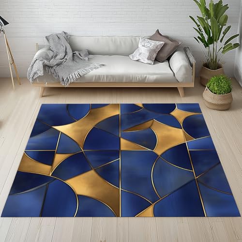 Dyjuaa Abstrakt Unregelmäßige Geometrie Waschbarer Teppich 200x200 cm, Moderne Designs Teppiche Wohnzimmer Anti Rutsch Große Teppiche Schlafzimmer Weich Kurzflor Carpet Matte Kinderteppich von Dyjuaa