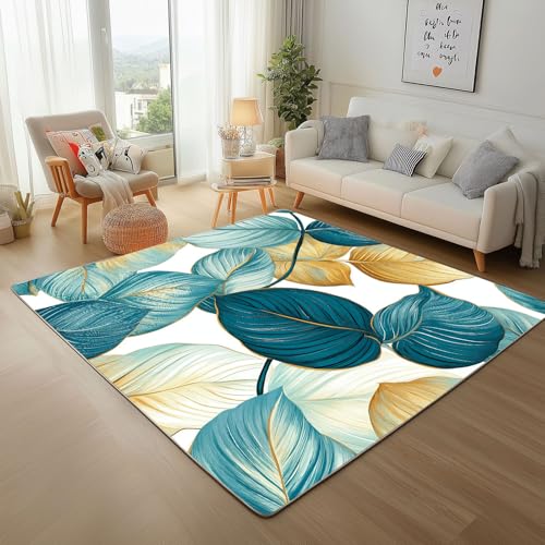 Dyjuaa Aquarell Blätter Teppich 160x230 cm, Tropische Natur Pflanzen Carpet Waschbar rutschfest Kurzflor, Teppiche Weich für Schlafzimmer, Wohnzimmer, Esszimmer, Kinderzimmer Dyjuaa Aquarell Blätter Teppich 160x230 cm, Tropische Natur Pflanzen Carpet Waschbar rutschfest Kurzflor, Teppiche Weich für Schlafzimmer, Wohnzimmer, Esszimmer, Kinderzimmer von Dyjuaa