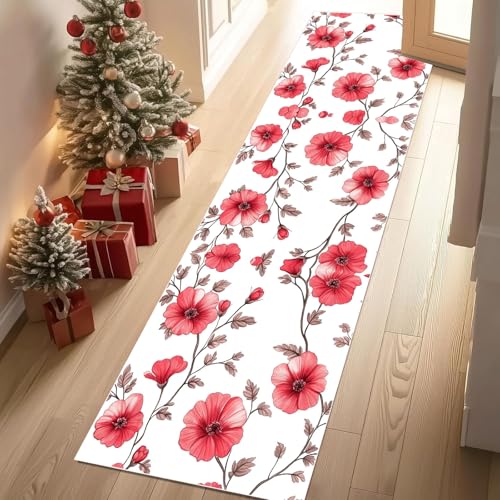 Dyjuaa Aquarell Blumenmuster Waschbar Läufer Teppich Flur Natur Pflanzen Blumen Küchen Teppichläufer 60x120 cm Kurzflor rutschfest Carpet für Fußmatte Schlafzimmer Bettvorleger Waschküche Dyjuaa Aquarell Blumenmuster Waschbar Läufer Teppich Flur Natur Pflanzen Blumen Küchen Teppichläufer 60x120 cm Kurzflor rutschfest Carpet für Fußmatte Schlafzimmer Bettvorleger Waschküche von Dyjuaa