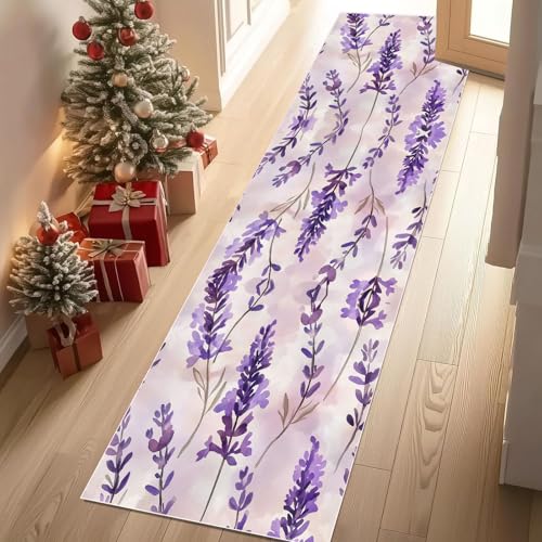 Dyjuaa Aquarell Lavendel Waschbar Läufer Teppich Flur Pastoral Blumen Küchen Teppichläufer 60x120 cm Kurzflor rutschfest Carpet für Fußmatte Schlafzimmer Bettvorleger Waschküche Dyjuaa Aquarell Lavendel Waschbar Läufer Teppich Flur Pastoral Blumen Küchen Teppichläufer 60x120 cm Kurzflor rutschfest Carpet für Fußmatte Schlafzimmer Bettvorleger Waschküche von Dyjuaa