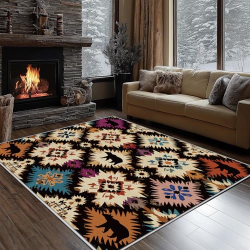 Dyjuaa Azteken Bär Teppich Wohnzimmer 80x120 cm, Southwest Indianer Native American Carpet Weich Kurzflor Waschbar, Teppiche rutschfeste für Schlafzimmer, Esszimmer, Kinderzimmer, Küche Dyjuaa Azteken Bär Teppich Wohnzimmer 80x120 cm, Southwest Indianer Native American Carpet Weich Kurzflor Waschbar, Teppiche rutschfeste für Schlafzimmer, Esszimmer, Kinderzimmer, Küche von Dyjuaa