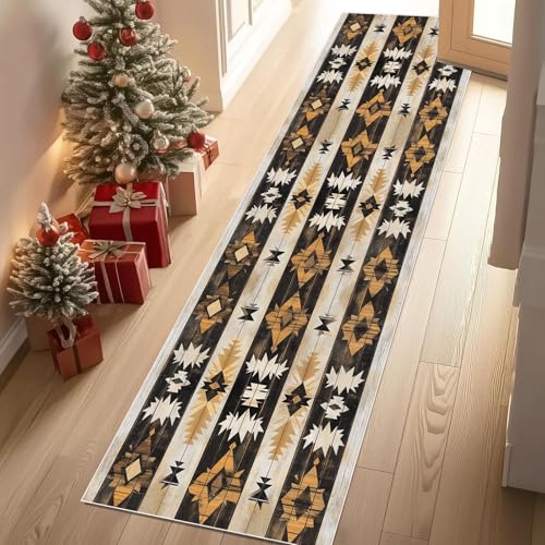 Dyjuaa Azteken Tribal Teppich Läufer Flur 80x300 cm Vintage Ethnischer Geometrisch Weich Küchenteppich rutschfest Waschbar, Lang Flur Teppiche für Entryway Waschküche Schlafzimmer Wohnzimmer von Dyjuaa