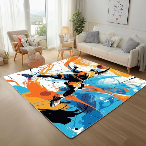 Dyjuaa Basketball Athlet Teppich Kurzflor Waschbar Kinderzimmer, Sport Thema Carpet Weich Antirutsch 120 x 170 cm, Teppiche für Wohnzimmer Schlafzimmer, Jugendzimmer Dyjuaa Basketball Athlet Teppich Kurzflor Waschbar Kinderzimmer, Sport Thema Carpet Weich Antirutsch 120 x 170 cm, Teppiche für Wohnzimmer Schlafzimmer, Jugendzimmer von Dyjuaa