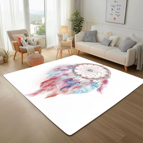 Dyjuaa Bohemian Traumfänger Teppich Schlafzimmer 120x180 cm, Fantasy Bunt Feder Waschbarer Teppiche Kinderzimmer Kurzflor Antirutschmatte Carpet Weich für Wohnzimmer Jugendzimmer Dyjuaa Bohemian Traumfänger Teppich Schlafzimmer 120x180 cm, Fantasy Bunt Feder Waschbarer Teppiche Kinderzimmer Kurzflor Antirutschmatte Carpet Weich für Wohnzimmer Jugendzimmer von Dyjuaa