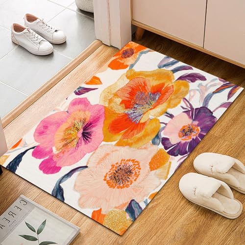 Dyjuaa Bunt Blumenmuster Fußmatte Schmutzfangmatte 60x90cm, Orientalisch Stickerei Blumen Teppich Antirutsch Waschbar, Teppich Kurzflor für Hund, Eingang, Haustür, Balkon, Küche, Flur Dyjuaa Bunt Blumenmuster Fußmatte Schmutzfangmatte 60x90cm, Orientalisch Stickerei Blumen Teppich Antirutsch Waschbar, Teppich Kurzflor für Hund, Eingang, Haustür, Balkon, Küche, Flur von Dyjuaa