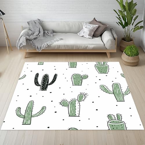 Dyjuaa Cartoon Kaktus Teppich 160x230 cm, Sukkulente Pflanzen Carpet Waschbar rutschfest Kurzflor, Teppiche Weich für Schlafzimmer, Wohnzimmer, Esszimmer, Kinderzimmer Dyjuaa Cartoon Kaktus Teppich 160x230 cm, Sukkulente Pflanzen Carpet Waschbar rutschfest Kurzflor, Teppiche Weich für Schlafzimmer, Wohnzimmer, Esszimmer, Kinderzimmer von Dyjuaa