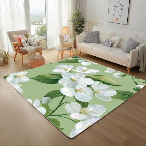 Dyjuaa Frühling Natur Blumen Teppich Kurzflor 120x160 cm, Blumenmuster Bettvorleger Weich rutschfest Waschbar, Carpet für Wohnzimmer, Schlafzimmer, Esszimmer, Kinderzimmer Dyjuaa Frühling Natur Blumen Teppich Kurzflor 120x160 cm, Blumenmuster Bettvorleger Weich rutschfest Waschbar, Carpet für Wohnzimmer, Schlafzimmer, Esszimmer, Kinderzimmer von Dyjuaa