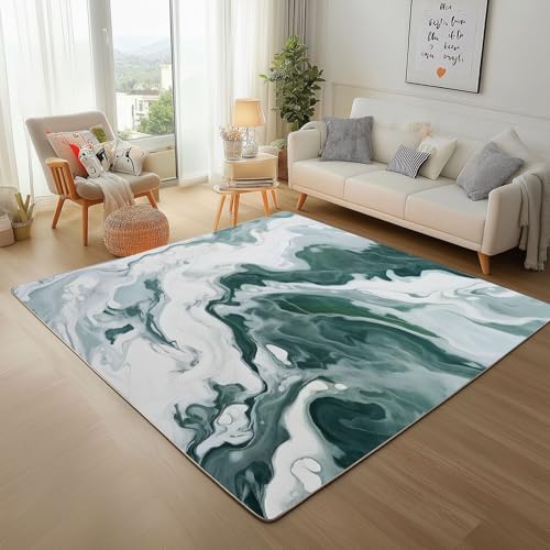 Dyjuaa Grün Weiß Marmoriert Waschbarer Teppich 200x280 cm, Modern Marmor Carpet Wohnzimmer Anti Rutsch Große Teppiche Schlafzimmer Weich Kurzflor Teppiche Matte Kinderteppich Dyjuaa Grün Weiß Marmoriert Waschbarer Teppich 200x280 cm, Modern Marmor Carpet Wohnzimmer Anti Rutsch Große Teppiche Schlafzimmer Weich Kurzflor Teppiche Matte Kinderteppich von Dyjuaa