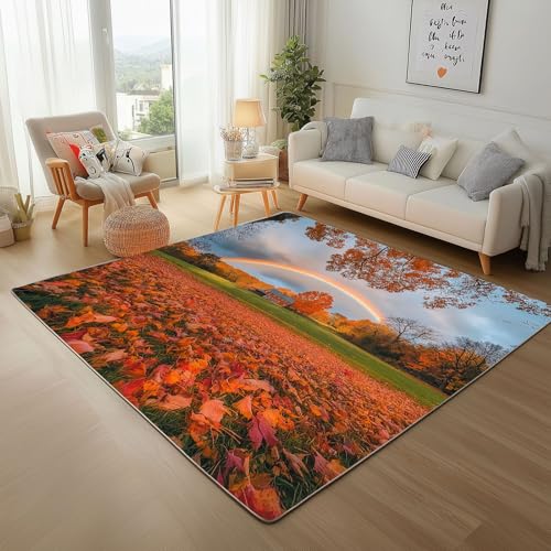 Dyjuaa Herbst Natur Scenery Waschbarer Teppich 200x200 cm, Regenbogen Gefallene Blätter Teppiche Wohnzimmer Anti Rutsch Große Teppiche Schlafzimmer Weich Kurzflor Carpet Matte Kinderteppich Dyjuaa Herbst Natur Scenery Waschbarer Teppich 200x200 cm, Regenbogen Gefallene Blätter Teppiche Wohnzimmer Anti Rutsch Große Teppiche Schlafzimmer Weich Kurzflor Carpet Matte Kinderteppich von Dyjuaa