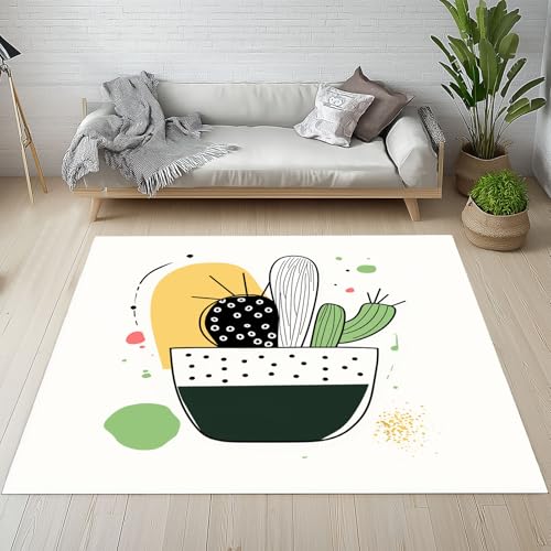 Dyjuaa Kaktus Pflanzen Waschbarer Teppich 200x280 cm, Cartoon-Stil Carpet Wohnzimmer Anti Rutsch Große Teppiche Schlafzimmer Weich Kurzflor Teppiche Matte Kinderteppich Dyjuaa Kaktus Pflanzen Waschbarer Teppich 200x280 cm, Cartoon-Stil Carpet Wohnzimmer Anti Rutsch Große Teppiche Schlafzimmer Weich Kurzflor Teppiche Matte Kinderteppich von Dyjuaa