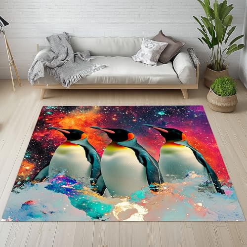 Dyjuaa Kawaii Pinguin Teppich 140x200 cm, Romantisch Sternenhimmel Teppiche Waschbar rutschfest Kurzflor, Carpet Weich für Schlafzimmer, Wohnzimmer, Esszimmer, Kinderzimmer Dyjuaa Kawaii Pinguin Teppich 140x200 cm, Romantisch Sternenhimmel Teppiche Waschbar rutschfest Kurzflor, Carpet Weich für Schlafzimmer, Wohnzimmer, Esszimmer, Kinderzimmer von Dyjuaa