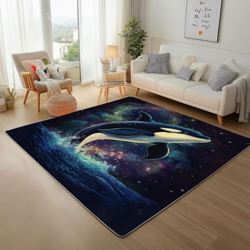 Dyjuaa Killerwal Meerestiere Teppich 140x200 cm, Fantasy Nebel Teppiche Waschbar rutschfest Kurzflor, Carpet Weich für Schlafzimmer, Wohnzimmer, Esszimmer, Kinderzimmer Dyjuaa Killerwal Meerestiere Teppich 140x200 cm, Fantasy Nebel Teppiche Waschbar rutschfest Kurzflor, Carpet Weich für Schlafzimmer, Wohnzimmer, Esszimmer, Kinderzimmer von Dyjuaa