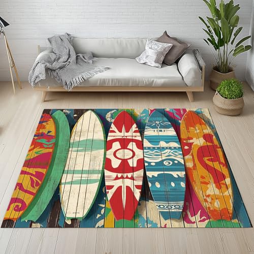 Dyjuaa Meer Surfbrett Teppich 160x230 cm, Strand Surfen Carpet Waschbar rutschfest Kurzflor, Teppiche Weich für Schlafzimmer, Wohnzimmer, Esszimmer, Kinderzimmer Dyjuaa Meer Surfbrett Teppich 160x230 cm, Strand Surfen Carpet Waschbar rutschfest Kurzflor, Teppiche Weich für Schlafzimmer, Wohnzimmer, Esszimmer, Kinderzimmer von Dyjuaa