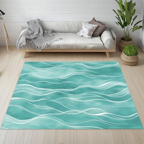Dyjuaa Meer Welle Teppich Kurzflor Waschbar Kinderzimmer, Wellenmuster Carpet Weich Antirutsch 120 x 170 cm, Teppiche für Wohnzimmer Schlafzimmer, Jugendzimmer Dyjuaa Meer Welle Teppich Kurzflor Waschbar Kinderzimmer, Wellenmuster Carpet Weich Antirutsch 120 x 170 cm, Teppiche für Wohnzimmer Schlafzimmer, Jugendzimmer von Dyjuaa