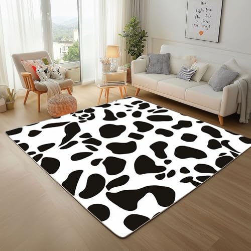 Dyjuaa Milchkuh Druck Teppich Schlafzimmer 120x180 cm, Schwarz Weiß Waschbarer Teppiche Kinderzimmer Kurzflor Antirutschmatte Carpet Weich für Wohnzimmer Jugendzimmer Dyjuaa Milchkuh Druck Teppich Schlafzimmer 120x180 cm, Schwarz Weiß Waschbarer Teppiche Kinderzimmer Kurzflor Antirutschmatte Carpet Weich für Wohnzimmer Jugendzimmer von Dyjuaa