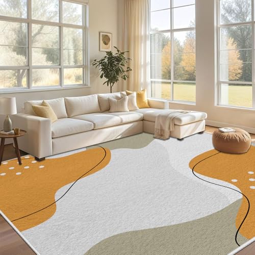 Dyjuaa Modern Boho Waschbarer Teppich 200x200 cm, Bohemian Abstrakt Design Teppiche Wohnzimmer Anti Rutsch Große Teppiche Schlafzimmer Weich Kurzflor Carpet Matte Kinderteppich von Dyjuaa