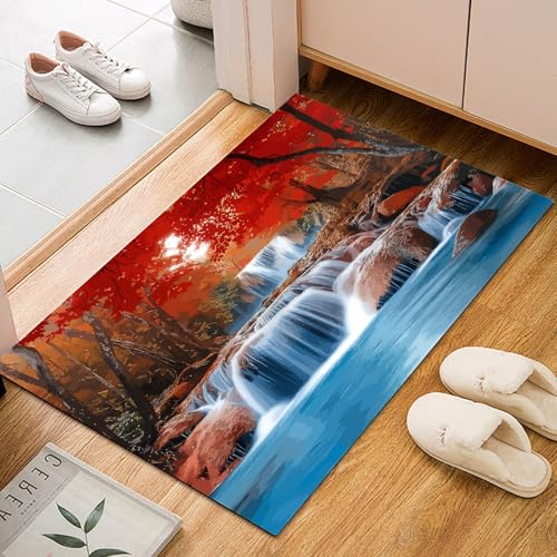 Dyjuaa Natur Landschaft Fußmatte Schmutzfangmatte 60x90cm, Herbst Wald Wasserfäll Teppich Antirutsch Waschbar, Teppich Kurzflor für Hund, Eingang, Haustür, Balkon, Küche, Flur Dyjuaa Natur Landschaft Fußmatte Schmutzfangmatte 60x90cm, Herbst Wald Wasserfäll Teppich Antirutsch Waschbar, Teppich Kurzflor für Hund, Eingang, Haustür, Balkon, Küche, Flur von Dyjuaa