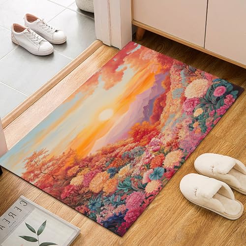 Dyjuaa Natur Landschaft Fußmatte Schmutzfangmatte 60x90cm, Sonnenaufgang Gebirge Blumen Teppich Antirutsch Waschbar, Teppich Kurzflor für Hund, Eingang, Haustür, Balkon, Küche, Flur Dyjuaa Natur Landschaft Fußmatte Schmutzfangmatte 60x90cm, Sonnenaufgang Gebirge Blumen Teppich Antirutsch Waschbar, Teppich Kurzflor für Hund, Eingang, Haustür, Balkon, Küche, Flur von Dyjuaa
