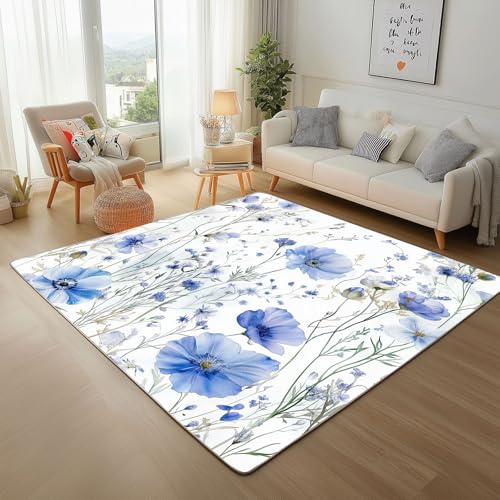 Dyjuaa Natur Pastoral Blumen Waschbarer Teppich 200x200 cm, Aquarell Blumenmuster Teppiche Wohnzimmer Anti Rutsch Große Teppiche Schlafzimmer Weich Kurzflor Carpet Matte Kinderteppich Dyjuaa Natur Pastoral Blumen Waschbarer Teppich 200x200 cm, Aquarell Blumenmuster Teppiche Wohnzimmer Anti Rutsch Große Teppiche Schlafzimmer Weich Kurzflor Carpet Matte Kinderteppich von Dyjuaa