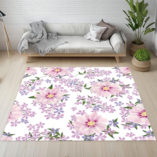 Dyjuaa Natur Pastoral Blumenmuster Waschbarer Teppich 200x200 cm, Aquarell Pflanzen Blüten Teppiche Wohnzimmer Anti Rutsch Große Teppiche Schlafzimmer Weich Kurzflor Carpet Matte Kinderteppich Dyjuaa Natur Pastoral Blumenmuster Waschbarer Teppich 200x200 cm, Aquarell Pflanzen Blüten Teppiche Wohnzimmer Anti Rutsch Große Teppiche Schlafzimmer Weich Kurzflor Carpet Matte Kinderteppich von Dyjuaa