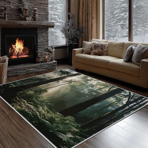 Dyjuaa Natur Wald Landschaft Waschbarer Teppich 200x200 cm, Sonnenlicht Dschungel Botanisch Teppiche Wohnzimmer Anti Rutsch Große Teppiche Schlafzimmer Weich Kurzflor Carpet Matte Kinderteppich Dyjuaa Natur Wald Landschaft Waschbarer Teppich 200x200 cm, Sonnenlicht Dschungel Botanisch Teppiche Wohnzimmer Anti Rutsch Große Teppiche Schlafzimmer Weich Kurzflor Carpet Matte Kinderteppich von Dyjuaa