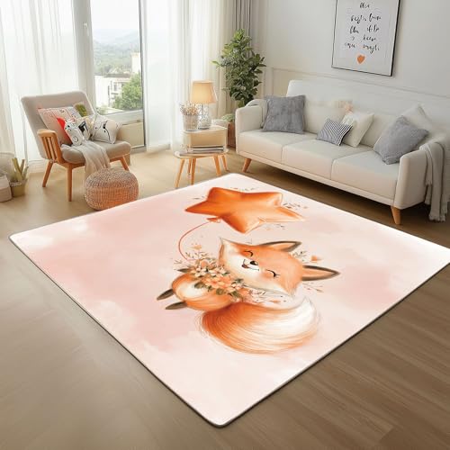 Dyjuaa Niedlich Cartoon Fuchs Waschbarer Teppich 200x280 cm, Sternballon Carpet Wohnzimmer Anti Rutsch Große Teppiche Schlafzimmer Weich Kurzflor Teppiche Matte Kinderteppich Dyjuaa Niedlich Cartoon Fuchs Waschbarer Teppich 200x280 cm, Sternballon Carpet Wohnzimmer Anti Rutsch Große Teppiche Schlafzimmer Weich Kurzflor Teppiche Matte Kinderteppich von Dyjuaa