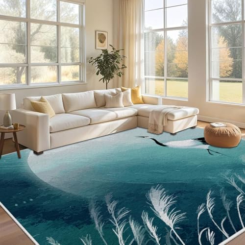 Dyjuaa Orientalisch Natur Zen Waschbarer Teppich 200x280 cm, Kran Pampas Grass Carpet Wohnzimmer Anti Rutsch Große Teppiche Schlafzimmer Weich Kurzflor Teppiche Matte Kinderteppich Dyjuaa Orientalisch Natur Zen Waschbarer Teppich 200x280 cm, Kran Pampas Grass Carpet Wohnzimmer Anti Rutsch Große Teppiche Schlafzimmer Weich Kurzflor Teppiche Matte Kinderteppich von Dyjuaa
